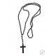 Ανδρικό Ροζάριο Lava black / Hematite cross   KLA0052