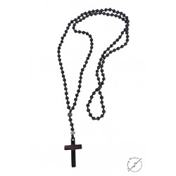 Ανδρικό Ροζάριο Lava black / Hematite cross   KLA0052