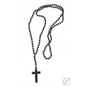 Rosary beads lava black / Hematite cross   KLA0052