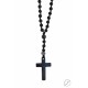 Ανδρικό Ροζάριο Lava black / Hematite cross   KLA0052