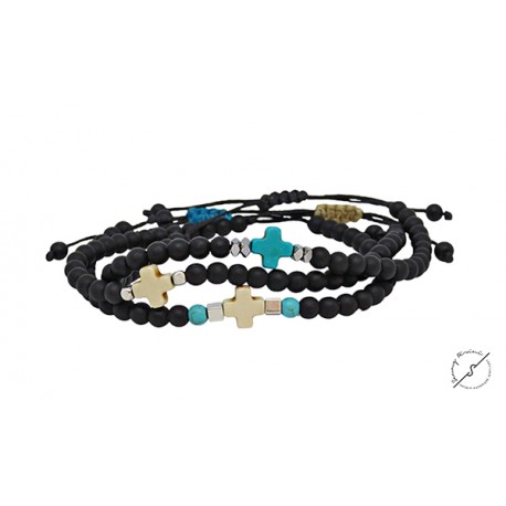 Ανδρικό βραχιόλι Σταυρός χαολίτης τυρκουάζ  VRA00423