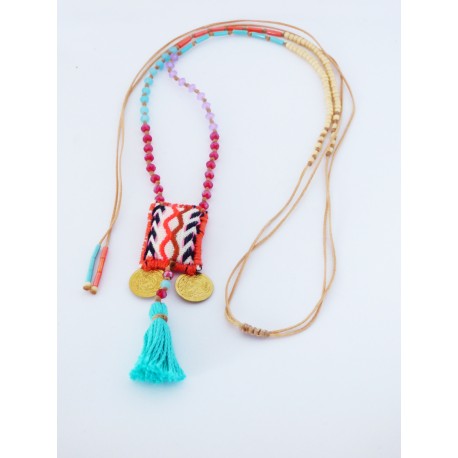 Κολιέ boho χειροποίητο/Tassels colours  KL00564