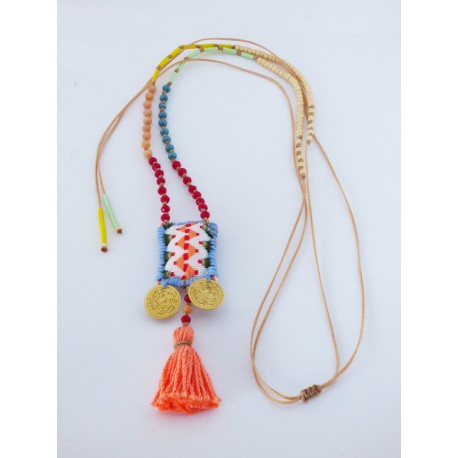 Κολιέ boho χειροποίητο/Tassels colours  KL00564