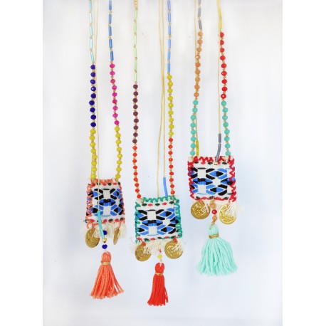 Κολιέ boho χειροποίητο/Tassels colours  KL00567