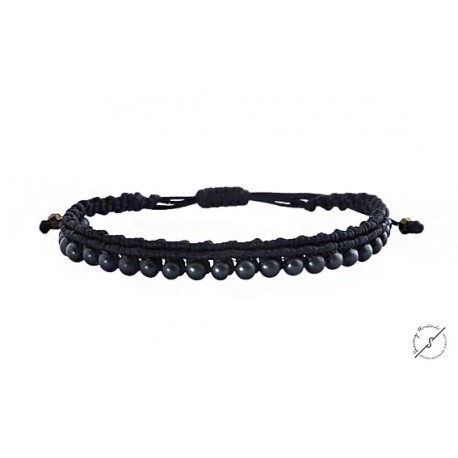 Ανδρικό βραχιόλι μακραμέ Hematite brown VRA00450