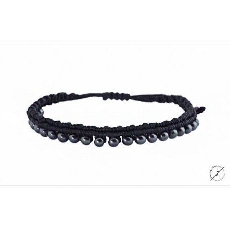 Ανδρικό βραχιόλι μακραμέ Hematite brown VRA00450