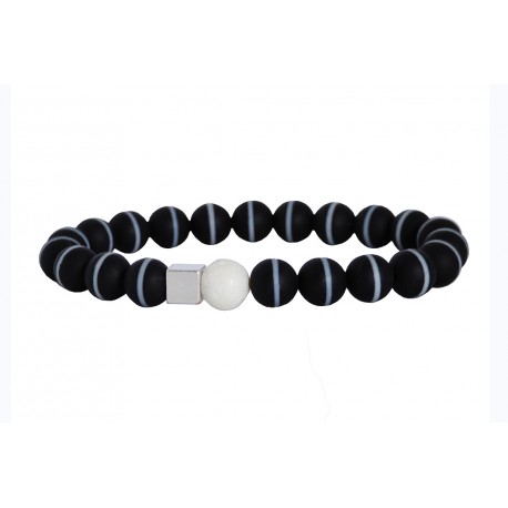 Ανδρικό βραχιόλι Onyx black white line  VRA00484