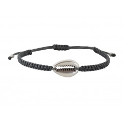 Bracelet silver shell macrame VRA00507