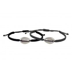 Ανδρικό βραχιόλι black shell macrame VRA00505