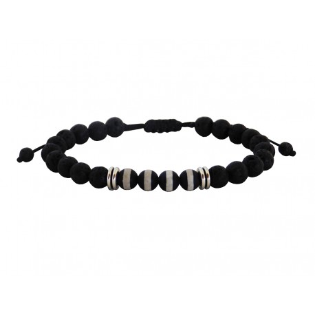 Ανδρικό βραχιόλι lava black - agate tibet  VRA00521