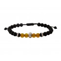 Bracelet  onyx black - agate tibet - jade yellow  VRA00521
