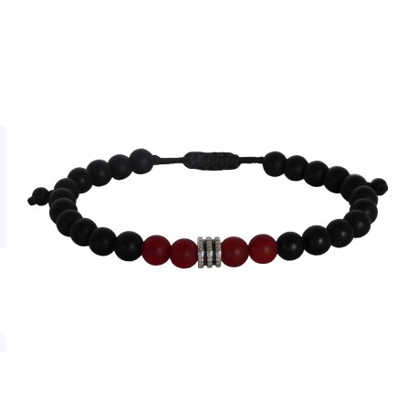 Ανδρικό βραχιόλι lava black - agate tibet  VRA00521