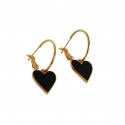 Earrings black heart  M  SK00236