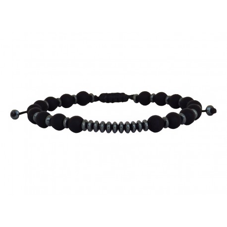 Ανδρικό βραχιόλι hematite black beads VRA00545