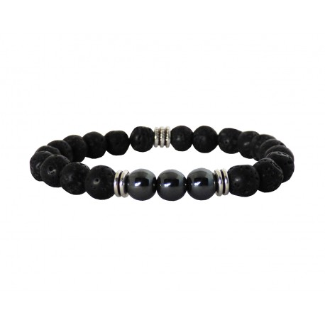Ανδρικό βραχιόλι Lava & Onyx black  VRA00558