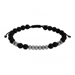 Ανδρικό βραχιόλι Hematite silver & lava VRA00569