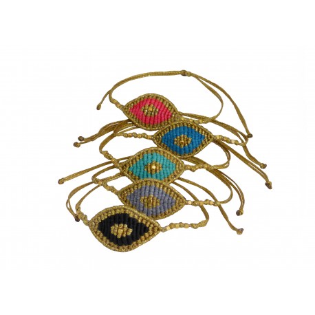 Handmade bracelet evil eye macrame gold-blackVR00661