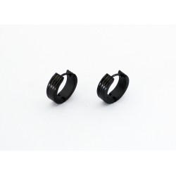Ανδρικά σκουλαρίκια ατσάλινα κρίκος μαύρος ERS002