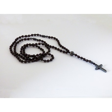 Ανδρικό χειροποίητο Ροζάριο hematite cross  KLA0088