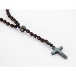 Ανδρικό χειροποίητο Ροζάριο hematite cross  KLA0088