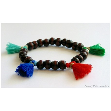 Βραχιόλι  wooden beads /tassels VR00413