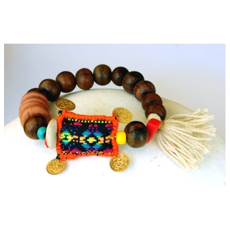 Βραχιόλι  wooden beads beige  VR00412