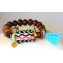 Βραχιόλι  wooden beads turquoise  BH0004