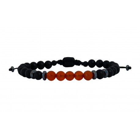 Bracelet Onyx black - carnelian VRA00594
