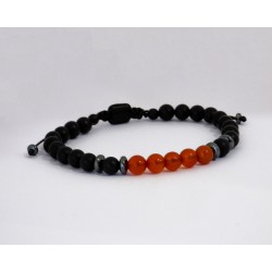 Ανδρικό βραχιόλι Onyx black - carnelian VRA00594