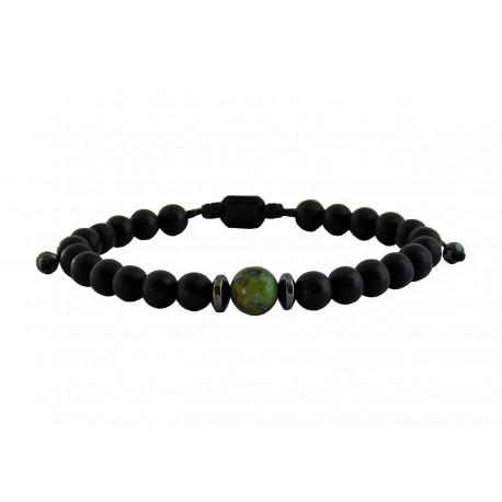 Bracelet Onyx black - carnelian VRA00594