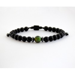 Bracelet Onyx black - carnelian VRA00594
