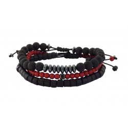 Ανδρικά βραχιόλια σετ 3 τμχ Lava hematite howlite VRA00619