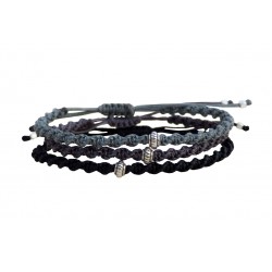 Mens bracelet macrame 3greyblack  VRA00623
