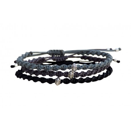 Mens bracelet macrame 3greyblack  VRA00623