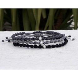 Mens bracelet macrame 3greyblack  VRA00623