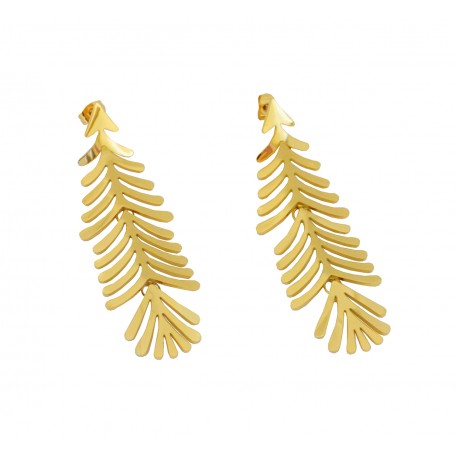 Σκουλαρίκια Leaf gold ατσάλινα SK00244