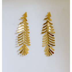 Σκουλαρίκια Leaf gold ατσάλινα SK00244