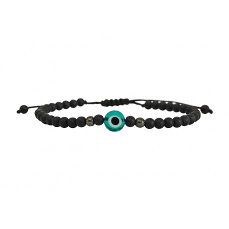 Mens bracelet evil eye green VRA00636