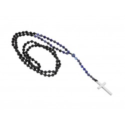 Ανδρικό χειροποίητο ροζάριο με ατσάλινο σταυρό / lava / sodalite KLA0105