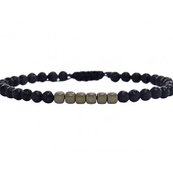 Bracelet  lava & hematite  VRA00637