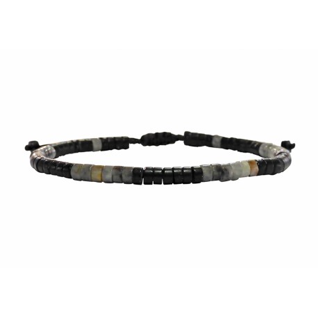 Ανδρικό βραχιόλι jade black grey  VRA00640
