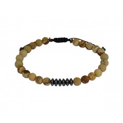 Ανδρικό βραχιόλι Jasper picture / hematite VRA00650