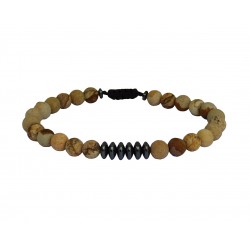 Ανδρικό βραχιόλι Jasper picture / hematite VRA00650