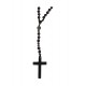Ανδρικό χειροποίητο ροζάριο με ατσάλινο σταυρό μαύρο KLA0110