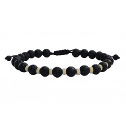 Ανδρικό βραχιόλι lava black-howlite beige VRA00696