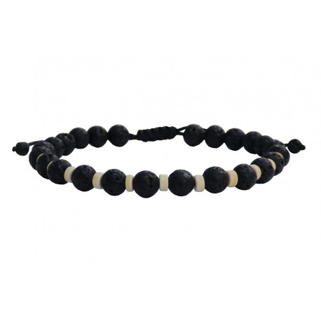 Ανδρικό βραχιόλι lava black-howlite beige VRA00696