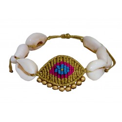 Handmade bracelet evil eye macrame natural shells VR00669