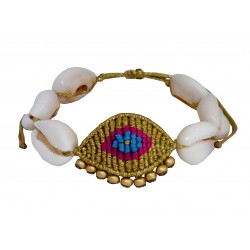 Βραχιόλι χειροποίητο Μάτι macrame gold-blackVR00661