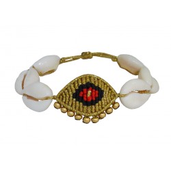 Handmade bracelet evil eye macrame gold-blackVR00661