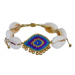Handmade bracelet evil eye macrame natural shells VR00670
